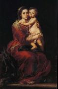Bartolome Esteban Murillo Rosary of the Virgin Mary holding roses oil painting